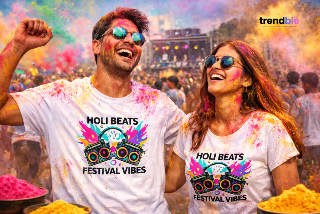 what to wear for holi party in bangalore 2026 regular fit white holi t shirts for men and women at outdoor dj festival