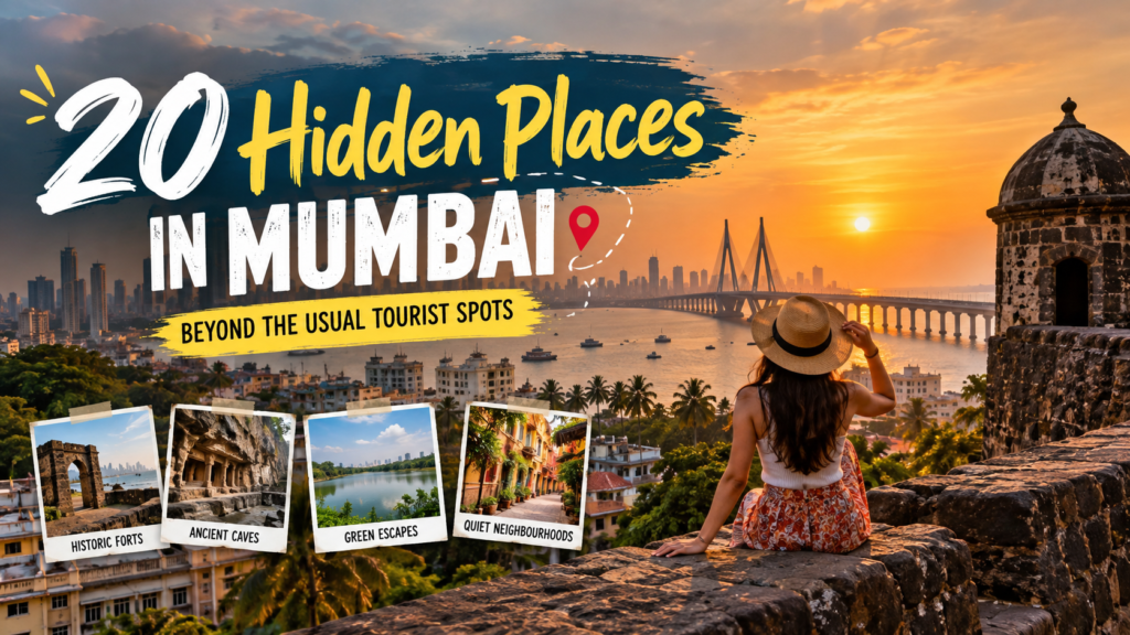 Hidden places in Mumbai including historic buildings and a quiet city street