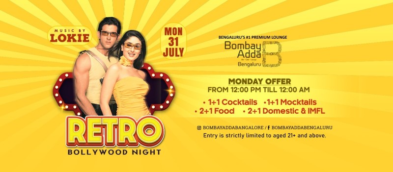 Retro Bollywood Night | Monday | Bombay Adda bengaluru